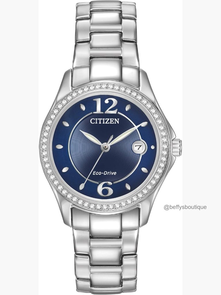 Eco-Drive Stainless Steel Crystal Dress Watch - Blue Dial